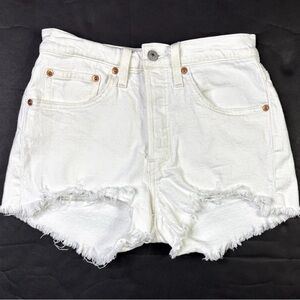 Levis 501 Denim Shorts Womens 26 White Button Fly Cut Off Jean